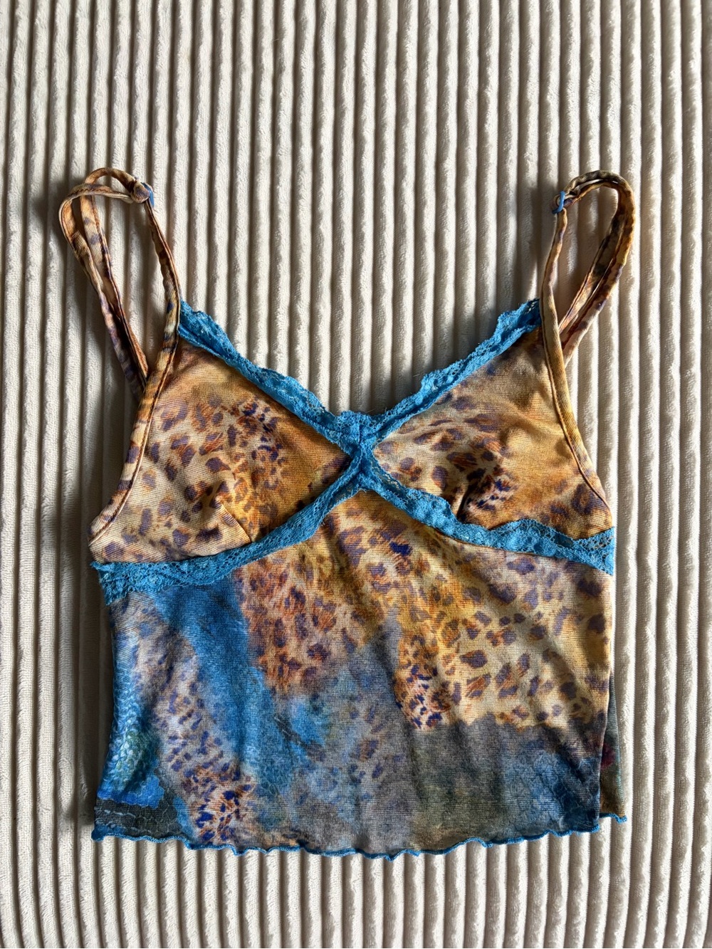 Jaded London Blue & Brown Leopard Lace-Trim Cami